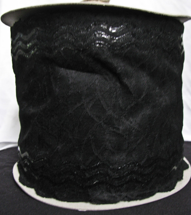 1Rolle/51m elastische Spitze in schwarz mit Silikonstreifen Fb4000 - 25% -17,5cm