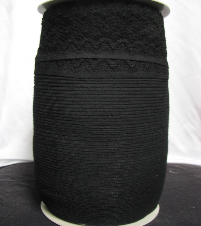 1Rolle/250m elastische Abschluss-Spitze, 50%, in schwarz Fb4000 - 2cm