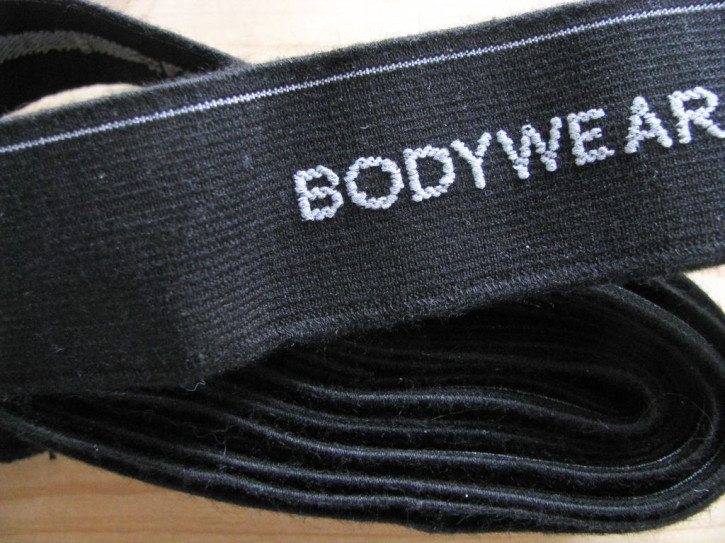4m Bundgummi "Bodywear" in schwarz/weiß Fb4000 - 3,5cm...