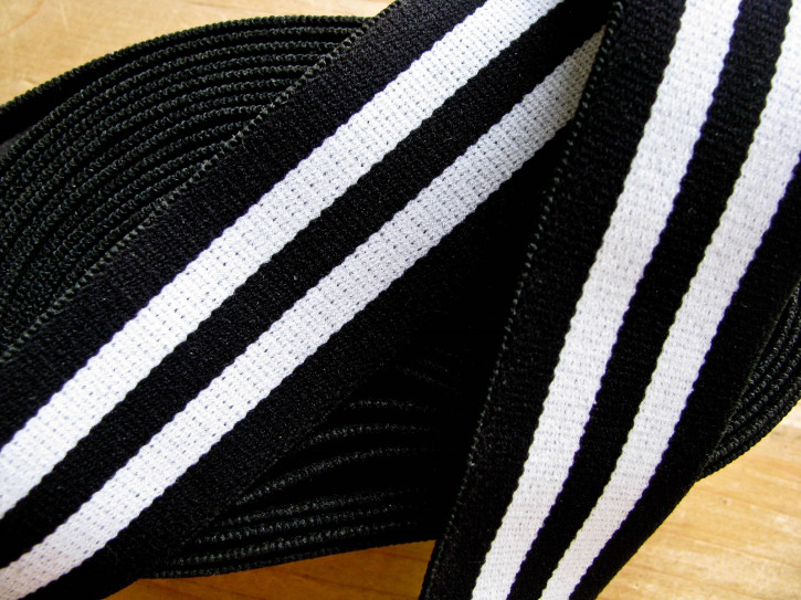 4m Bundgummi "Strips" in schwarz/weiß Fb4000 - 35mm