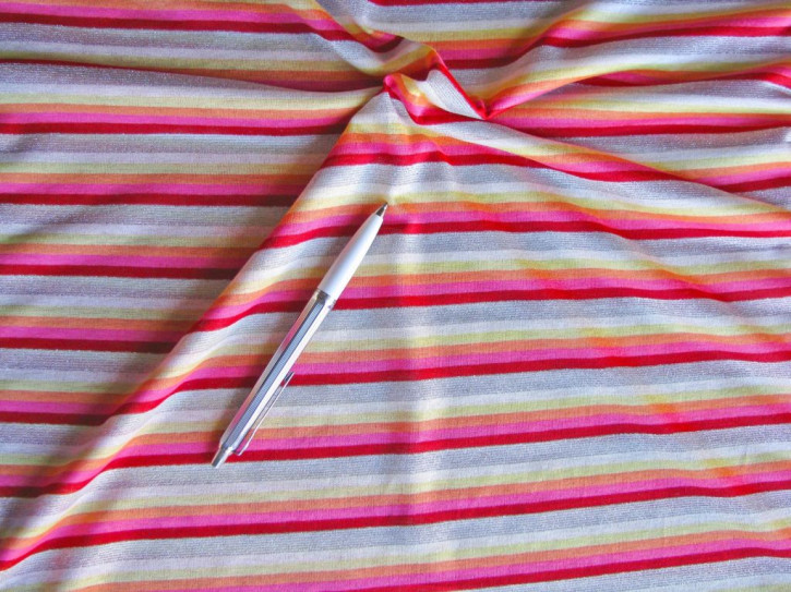 1m bi-elastischer Viskose-Jersey - bunte Querstreifen und Lurex - 1,80m