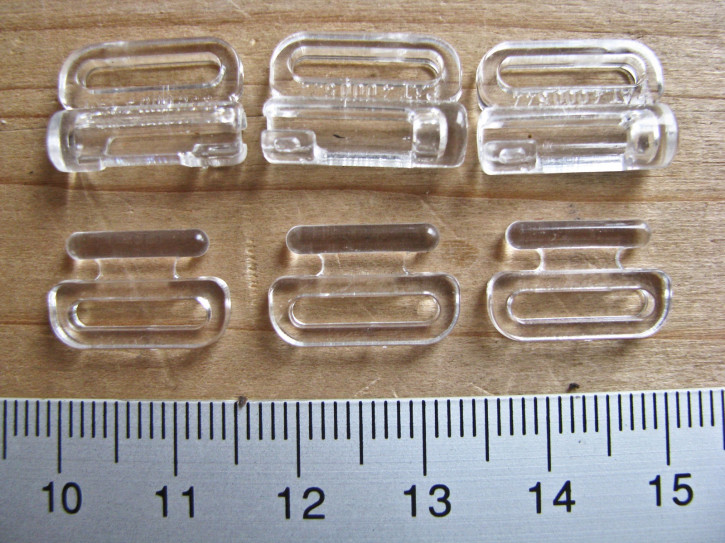 3 Paar Verschlüsse in klar/durchsichtig - 10mm