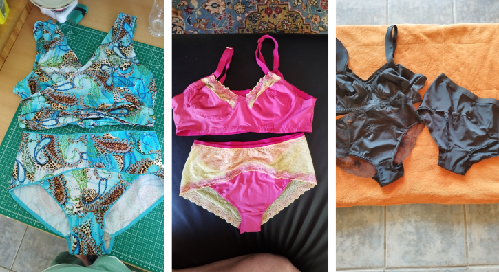 1Bikini und 2 Dessous-Sets in schönem Design