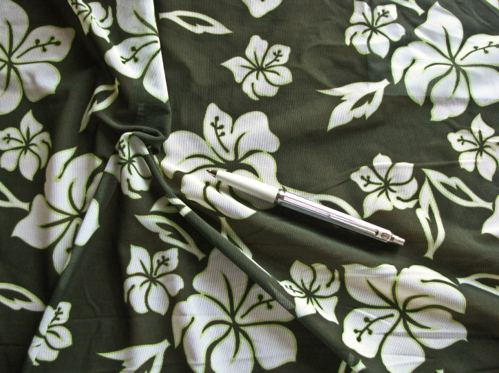 1m bi-elastischer Wäschetüll "Flower-Power" - 1,50m