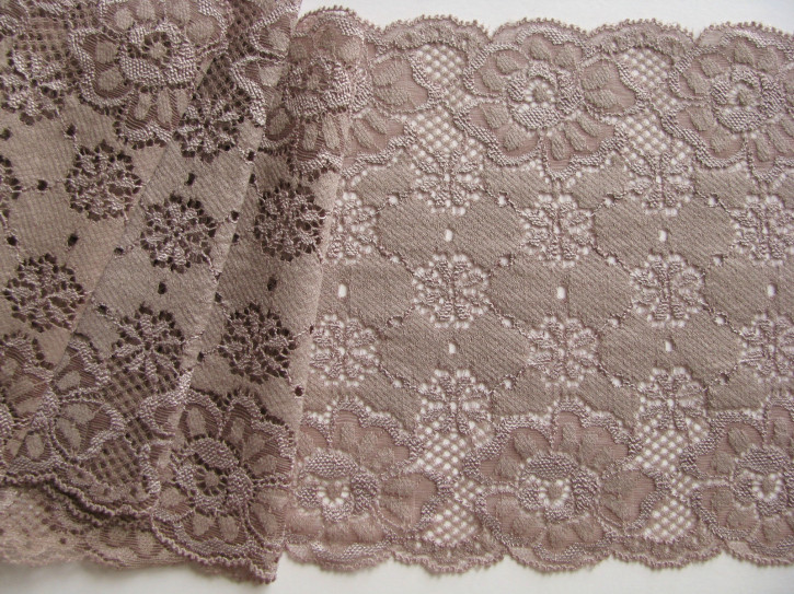 1m elastische Spitze in heller taupe Fb1228 - 16cm