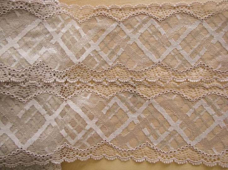 1m elastische Spitze in savannen-beige Fb1163/hell-beige Fb1222 -  8cm