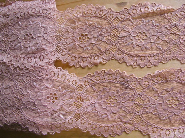 1m elastische Spitze in pudrigem altrosè Fb0637 - 9,5cm