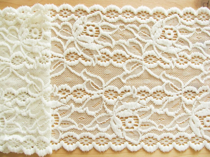 1m elastische Spitze in ecru/ein Hauch von creme Fb1451 -  15,5cm