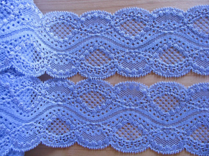 1m elastische Spitze in azur-blau/Richtung puder-blau 1466 - 6cm