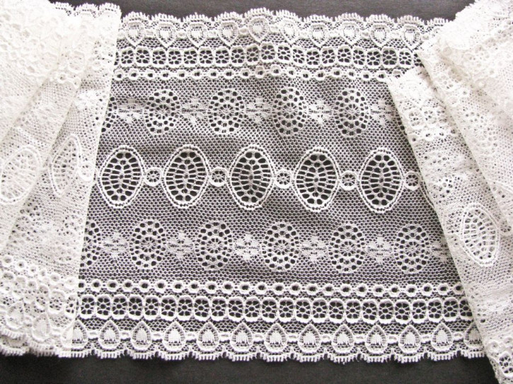 esp-1807 1m elastische Spitze in ecru//ein Hauch von creme