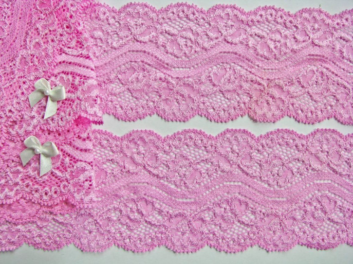 1m elastische Spitze hellem, pinkigem bonbon-rosa Fb0067 - 7cm