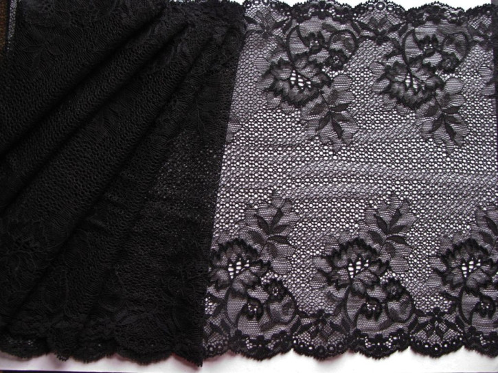 1m elastische XL-Spitze in schwarz Fb4000 - 22,5cm