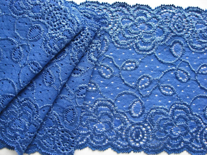 1m elastische Spitze in korn-blau Fb1463 -  12,5cm