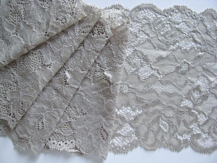 1m elastische Spitze in silber-grau Fb0412 - 17cm