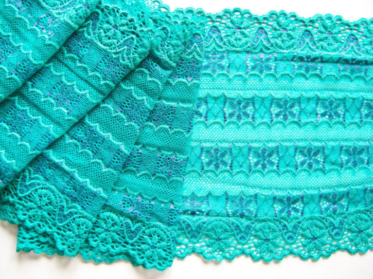 1m elastische Spitze "Turquoise-Wonder" - 17cm