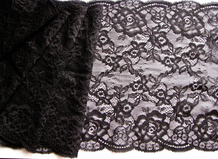 1m elastische XL-Spitze in schwarz Fb4000 - 22cm