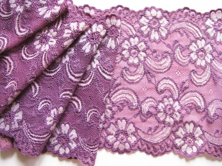 1m elastische Spitze in rot-violett Fb0056 -  16,5cm