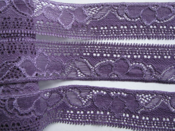 2m elastische Abschluss-Spitze in hellem violett Fb0030 - 3,3cm