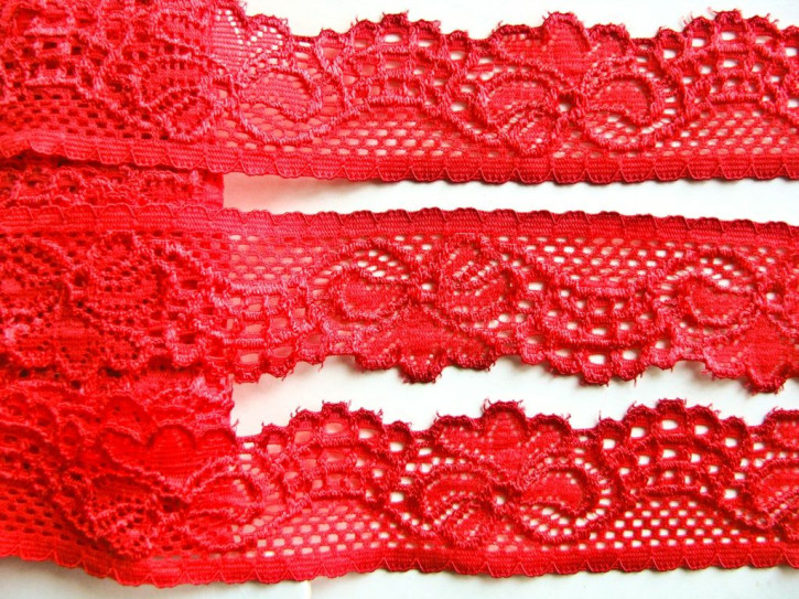 3m elastische Spitze in hot-rot Fb0503 - 3cm