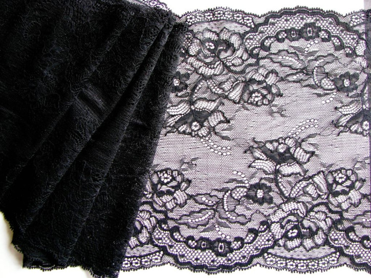 1m elastische XL-Spitze in schwarz Fb4000 - 23cm