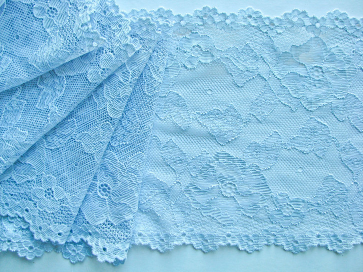 1m elastische Spitze in azur-blau Fb1466 - 16,5cm