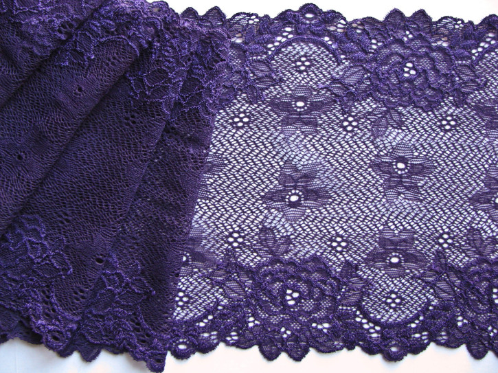 1m elastische Spitze in d.violett Fb0578 - 17cm