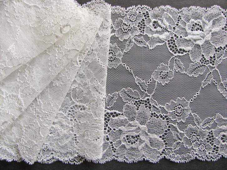 1m elastische Spitze in ecru/ein Hauch von creme Fb1451 -16,5cm
