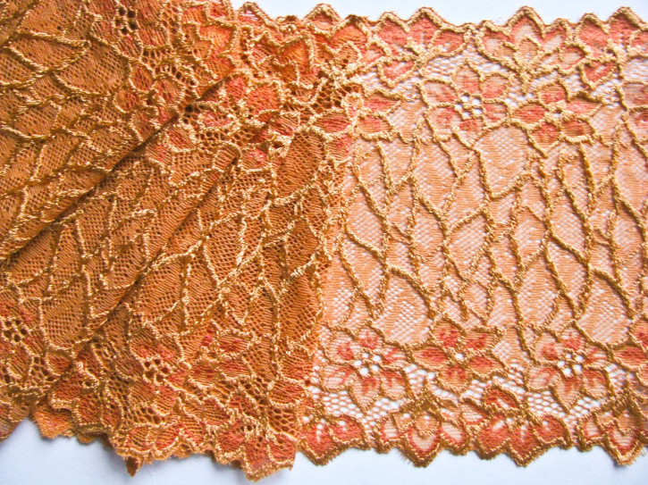 1m elastische Spitze "Flowers of Burning Earth" -17,5cm