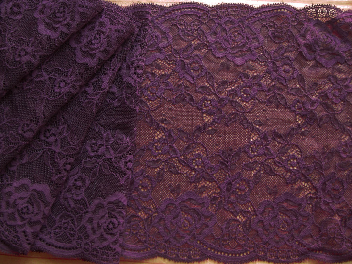 1m elastische XL-Spitze in dunkler brombeere Fb0158 - 22cm