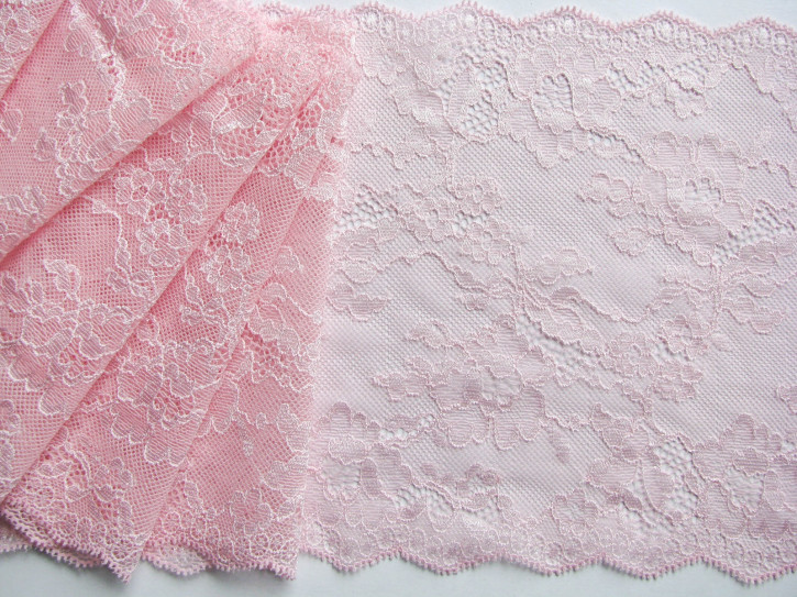1m elastische Spitze in rosa Fb1056 - 17cm