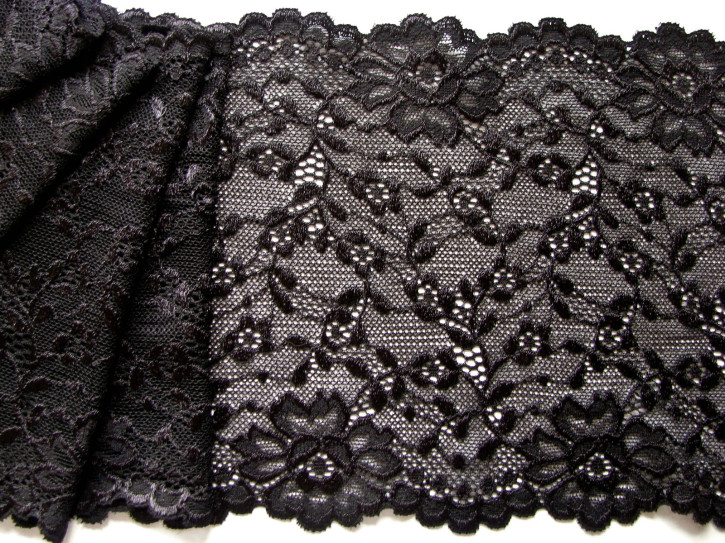 1m elastische Spitze in schwarz Fb4000 - 16cm