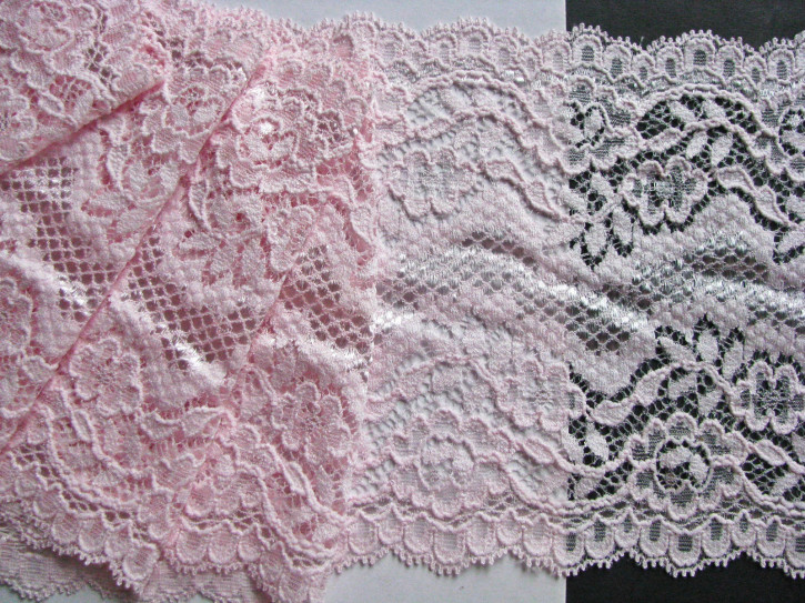 1m elastische Spitze in baby-rosa Fb0082 -16cm