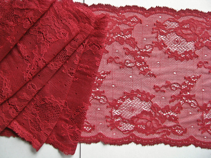 1m elastische Spitze in dunklem kirsch-rot Fb0105 - 17,5cm