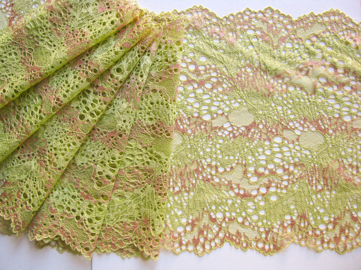 1m XL-elastische Spitze in "Green Dreams" - 21cm