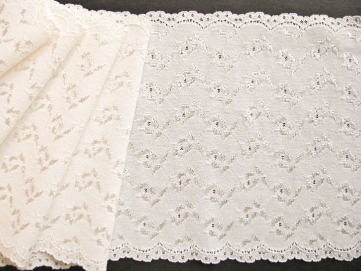 1m elastische Spitze in ecru/ein Hauch von creme Fb1451 - 15cm
