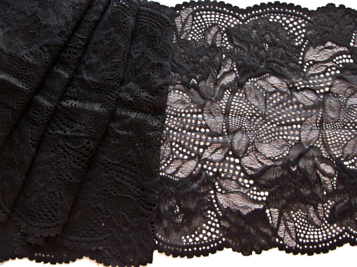 1m elastische XL-Spitze in schwarz Fb4000 - 21,5cm