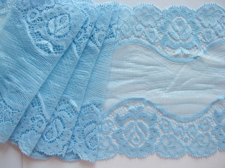 1m elastische Spitze in kräftigem baby-blau Fb0818 - 15cm
