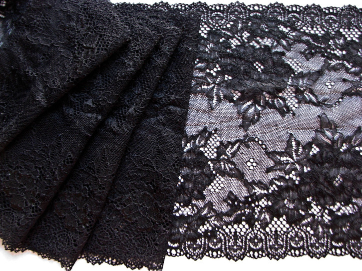 1m elastische XL-Spitze in schwarz Fb4000 - 20,5cm