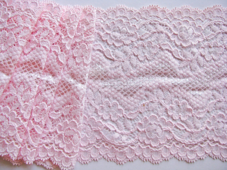 1m elastische Spitze in baby-rosa Fb0082 -16cm