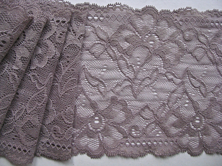1m elastische Spitze in Pigeon Grey/rauchiges perl-lila Fb0012 - 14cm