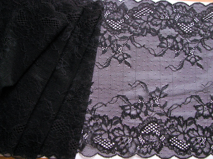 1m elastische XL-Spitze in schwarz Fb4000 - 24cm