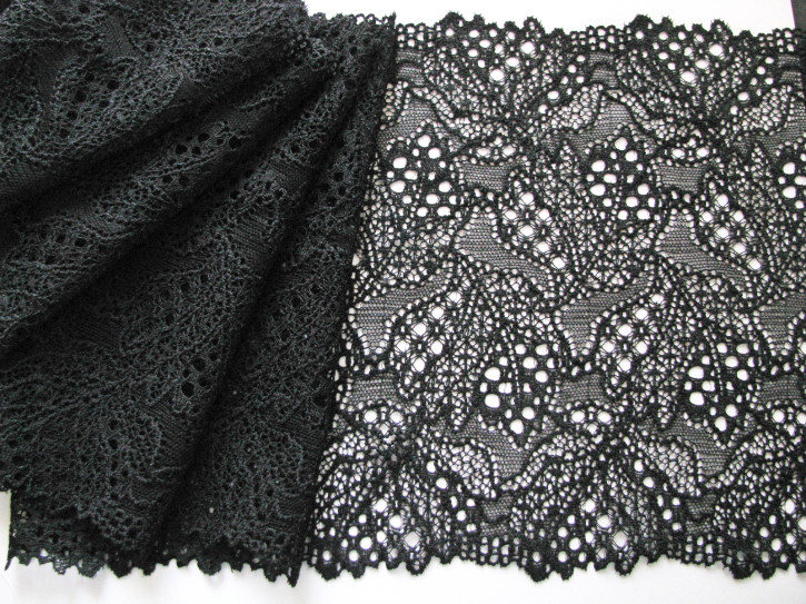 1m elastische XL-Spitze in schwarz Fb4000 - 22cm