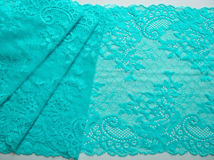1m elastische XL-Spitze in kräftigem pool-türkis Fb0409 - 23cm