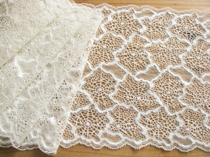 1m elastische Spitze in ecru/ein Hauch von creme Fb1451 -19cm