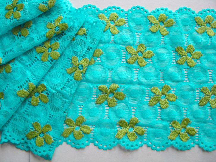 1m elastische Spitze "Aqua & Apple" - 15,5cm