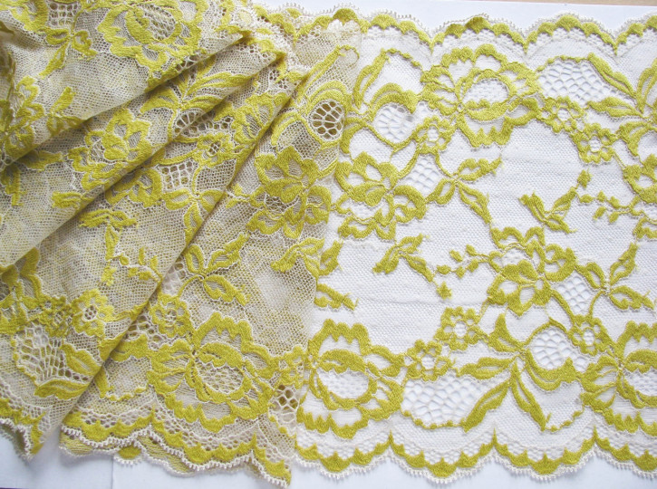 1m bestickte, elastische XL-Spitze "Golden Memorie" -23,5cm