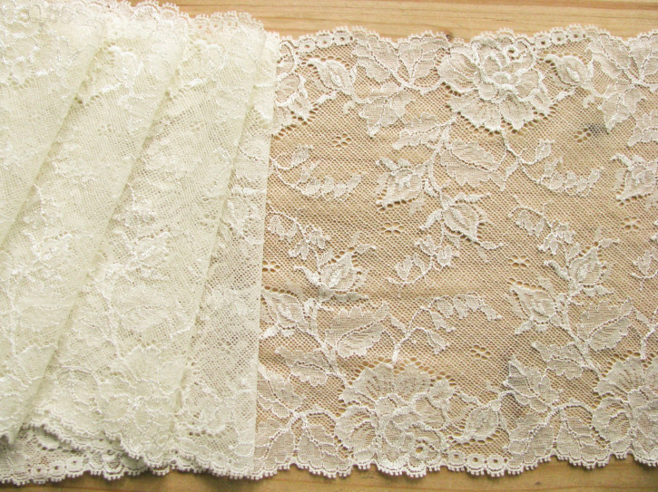 1m elastische Spitze in ecru/ein Hauch von creme Fb1451 -20cm