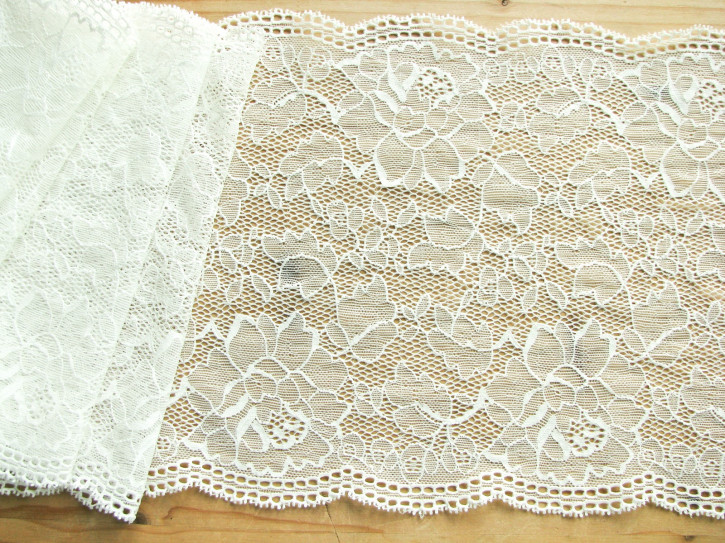1m elastische XL-Spitze in ecru/ein Hauch von creme Fb1451 -22,5cm