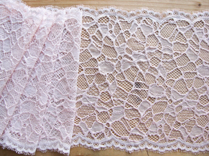 1m XL-elastische Wimpern-Spitze in pastell-rosa Fb0082 - 21,5cm