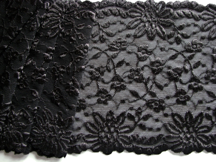 1m elastische Spitze in schwarz Fb4000 - 14,5cm